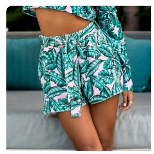 Tropical Leaf Print Shorts